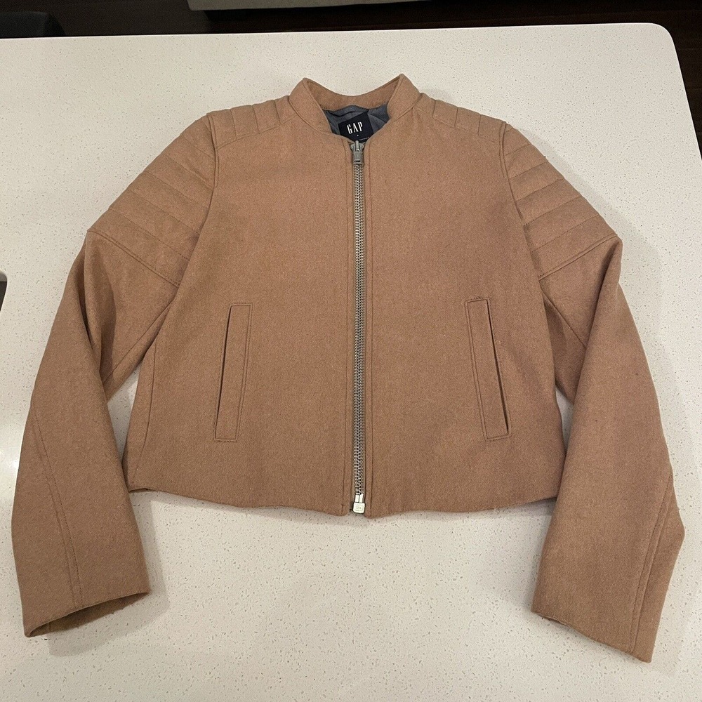 gap womens wool beige coat jacket full Zip Size S